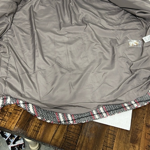 Ellison Jacket plaid tweed trendy front button cream gray sz Large lined - Picture 7 of 10